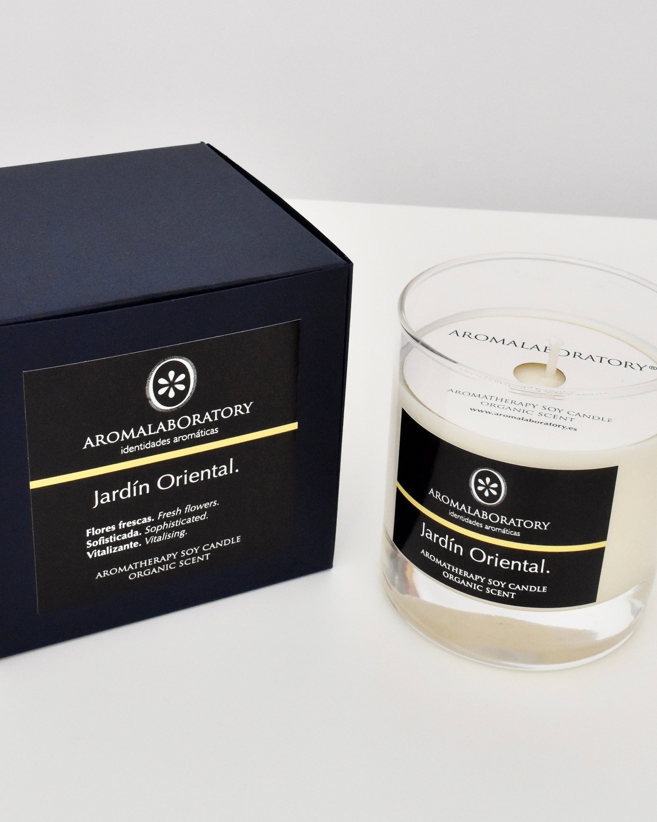 Bougie JARDÍN ORIENTAL. Aromathérapie. Biologique.