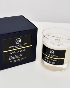 Bougie JARDÍN ORIENTAL. Aromathérapie. Biologique.